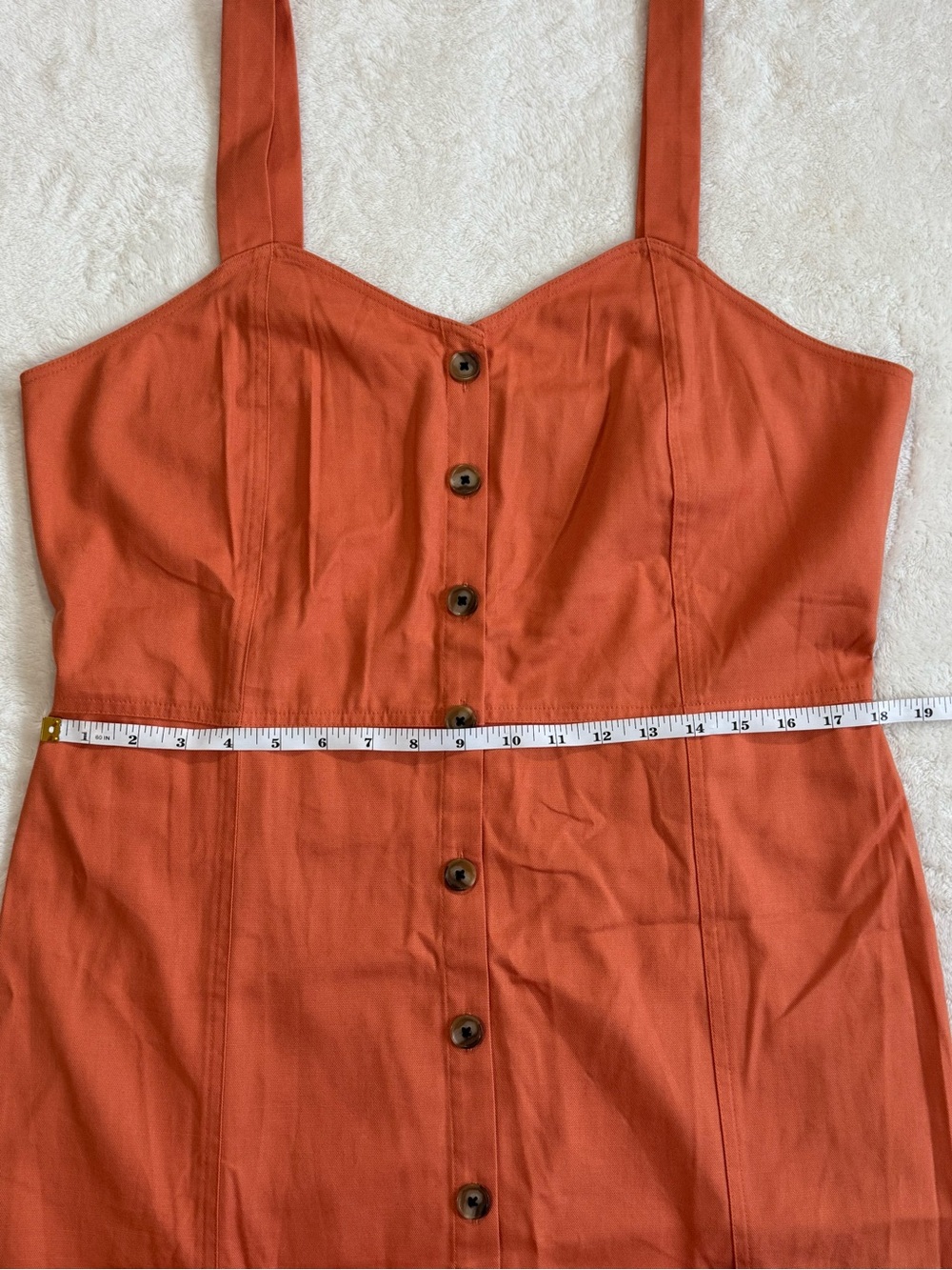 LOFT Outlet NWT Rust Orange Button Front A-Line Dress Size 12 - Picture 5 of 7